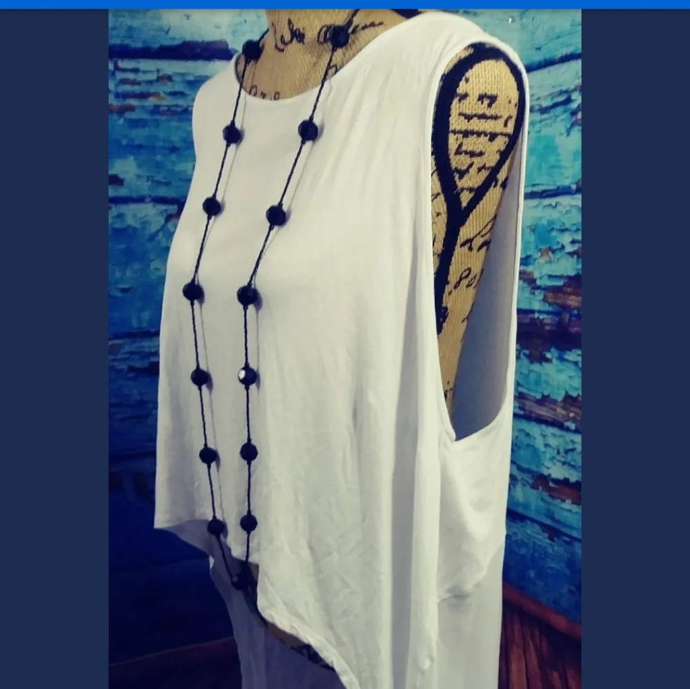 Bongo womens crop top size 2X white high low sheer